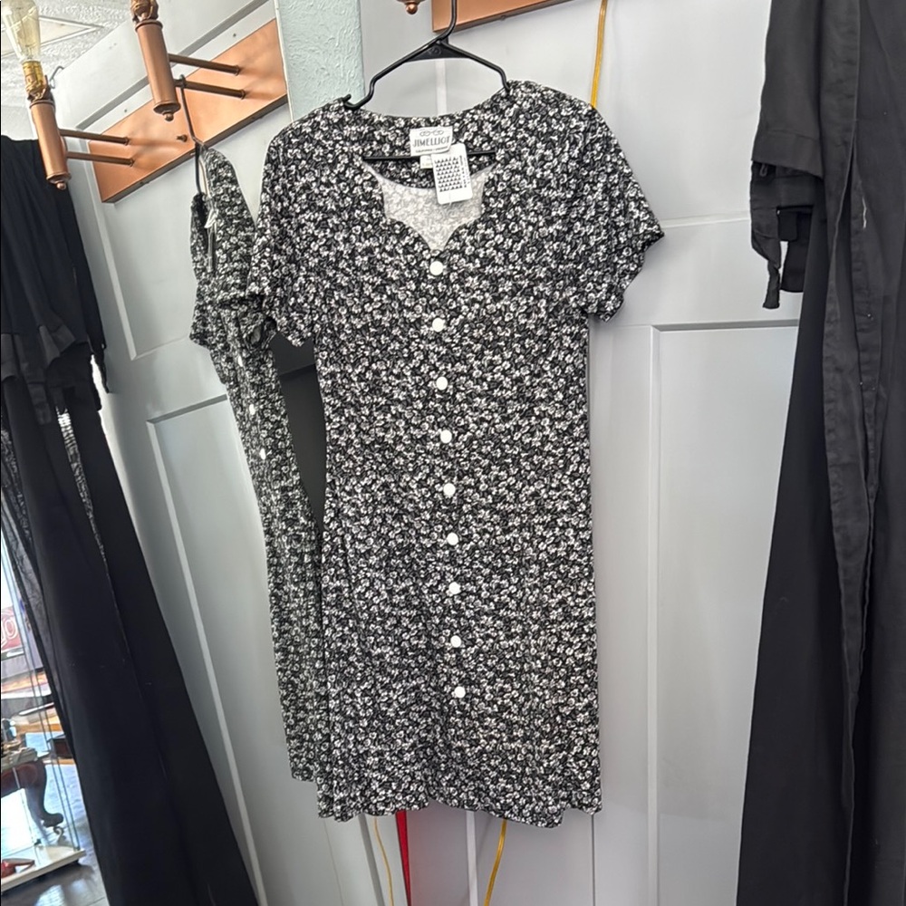 Jimelliot brand  Black Floral Button-Up Dress
